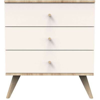 Sauthon Commode 3 tiroirs avec pieds bois Beige 86x95x50cm - Publicité Sauthon Commode 3 tiroirs avec pieds bois Beige 86x95x50cm - Publicité