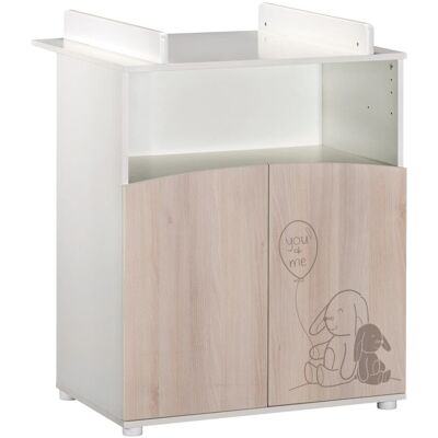 Baby Price - Commode à langer blanc et acacia clair 2 portes avec niche - Meuble à monter soi-même - Publicité Baby Price - Commode à langer blanc et acacia clair 2 portes avec niche - Meuble à monter soi-même - Publicité