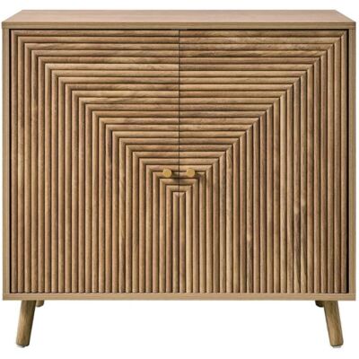 Calicosy Buffet 2 portes effet lames l, l80 cm Beige 80x75x39cm - Publicité Calicosy Buffet 2 portes effet lames l, l80 cm Beige 80x75x39cm - Publicité
