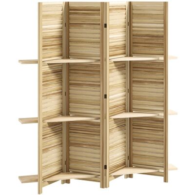Homcom Paravent intérieur 4 panneaux 3 étagères en bois coloris grain de bois Beige 160x170x2cm - Publicité Homcom Paravent intérieur 4 panneaux 3 étagères en bois coloris grain de bois Beige 160x170x2cm - Publicité