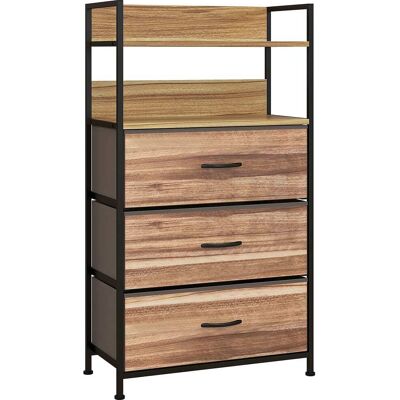 Homcom Commode de rangement 3 tiroirs amovibles bois et métal noir Beige 60x101x29cm - Publicité Homcom Commode de rangement 3 tiroirs amovibles bois et métal noir Beige 60x101x29cm - Publicité