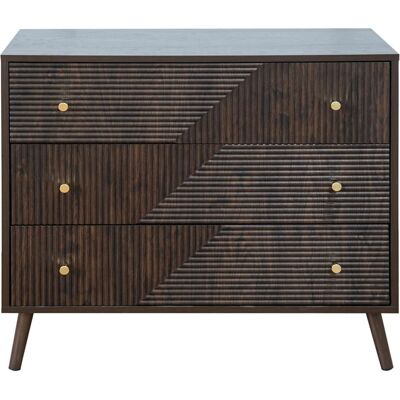 IDIMEX Commode avec 3 tiroirs aspect bois, brun foncé Marron 80x75x40cm - Publicité IDIMEX Commode avec 3 tiroirs aspect bois, brun foncé Marron 80x75x40cm - Publicité
