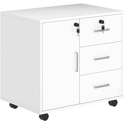 Homcom Caisson bureau verrouillable avec roulettes métal blanc Blanc 60x56x40cm - Publicité Homcom Caisson bureau verrouillable avec roulettes métal blanc Blanc 60x56x40cm - Publicité
