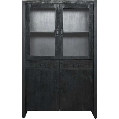 Pier import Vitrine 4 portes en bois noir Noir 115x180x45cm - Publicité Pier import Vitrine 4 portes en bois noir Noir 115x180x45cm - Publicité