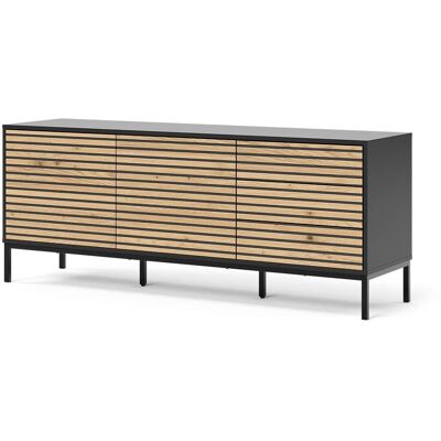 Vicco Commode avec 3 tiroirs noir/chêne 150x60cm Marron 150x60x40cm - Publicité Vicco Commode avec 3 tiroirs noir/chêne 150x60cm Marron 150x60x40cm - Publicité