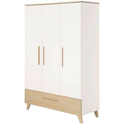 roba Armoire enfant 3 portes avec fraisages blanc / chêne Blanc 52x190x118cm - Publicité roba Armoire enfant 3 portes avec fraisages blanc / chêne Blanc 52x190x118cm - Publicité