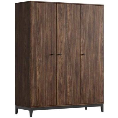 Vipack Armoire ilyas 3 portes noyer Marron 147x190x55cm - Publicité Vipack Armoire ilyas 3 portes noyer Marron 147x190x55cm - Publicité