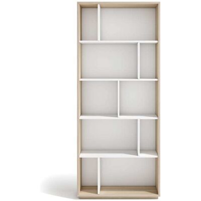 Herdasa Bibliothèque en mélaminé noyer clair et blanc 191x80x32 cm Blanc 80x191x32cm - Publicité Herdasa Bibliothèque en mélaminé noyer clair et blanc 191x80x32 cm Blanc 80x191x32cm - Publicité