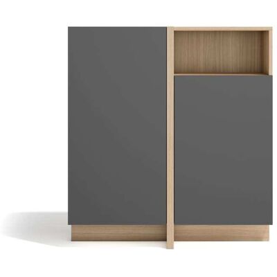 Herdasa Buffet rangement niche 2 portes placard finition noyer clair graphite Gris 87x94x27cm - Publicité Herdasa Buffet rangement niche 2 portes placard finition noyer clair graphite Gris 87x94x27cm - Publicité