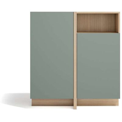 Herdasa Buffet rangement 1 niche 2 portes placard finition noyer clair vert Vert 87x94x27cm - Publicité Herdasa Buffet rangement 1 niche 2 portes placard finition noyer clair vert Vert 87x94x27cm - Publicité