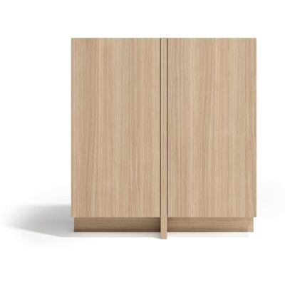 Herdasa Buffet de rangement 2 portes en placard finition noyer clair Beige 87x94x27cm - Publicité Herdasa Buffet de rangement 2 portes en placard finition noyer clair Beige 87x94x27cm - Publicité