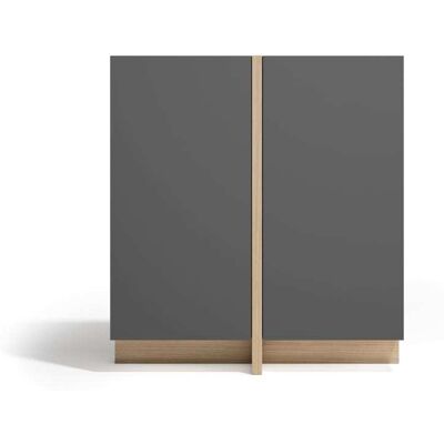 Herdasa Buffet rangement 2 portes en placard finition noyer clair et graphite Gris 87x94x27cm - Publicité Herdasa Buffet rangement 2 portes en placard finition noyer clair et graphite Gris 87x94x27cm - Publicité
