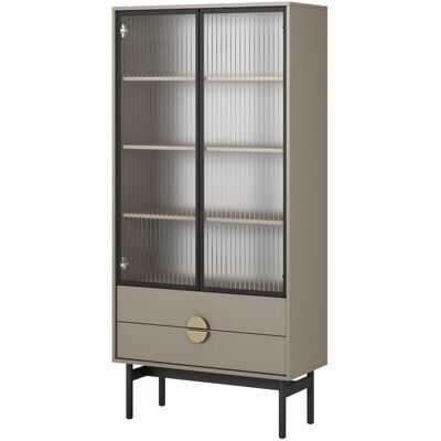 Selsey Vitrine 2 portes avec 2 tiroirs gris pierre 175 cm Gris 85x179x85cm - Publicité Selsey Vitrine 2 portes avec 2 tiroirs gris pierre 175 cm Gris 85x179x85cm - Publicité