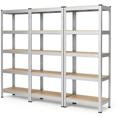 SONGMICS Etagères de rangement lot de 3 75 x 30 x 150 cm 5 niveaux argent Argenté 75x150x30cm - Publicité SONGMICS Etagères de rangement lot de 3 75 x 30 x 150 cm 5 niveaux argent Argenté 75x150x30cm - Publicité