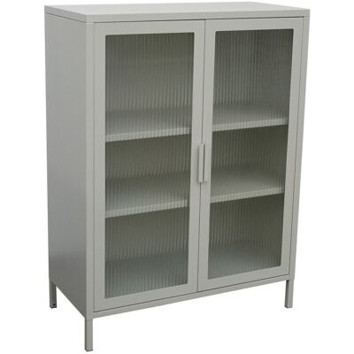 Nordlys Buffet 2 portes en métal et verre strié beige Beige 35x100x75cm - Publicité Nordlys Buffet 2 portes en métal et verre strié beige Beige 35x100x75cm - Publicité