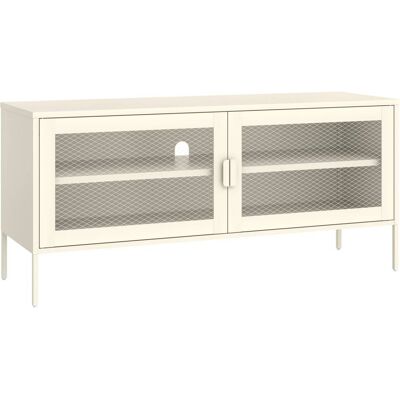 Happy Garden Meuble tv en métal blanc 120cm avec 2 portes Blanc 120x55x39cm - Publicité Happy Garden Meuble tv en métal blanc 120cm avec 2 portes Blanc 120x55x39cm - Publicité