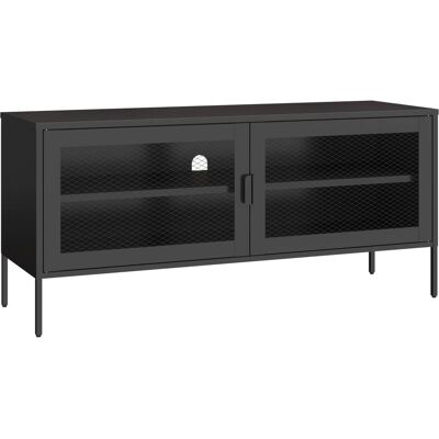 Happy Garden Meuble tv en métal noir 120cm avec 2 portes Noir 120x55x39cm - Publicité Happy Garden Meuble tv en métal noir 120cm avec 2 portes Noir 120x55x39cm - Publicité