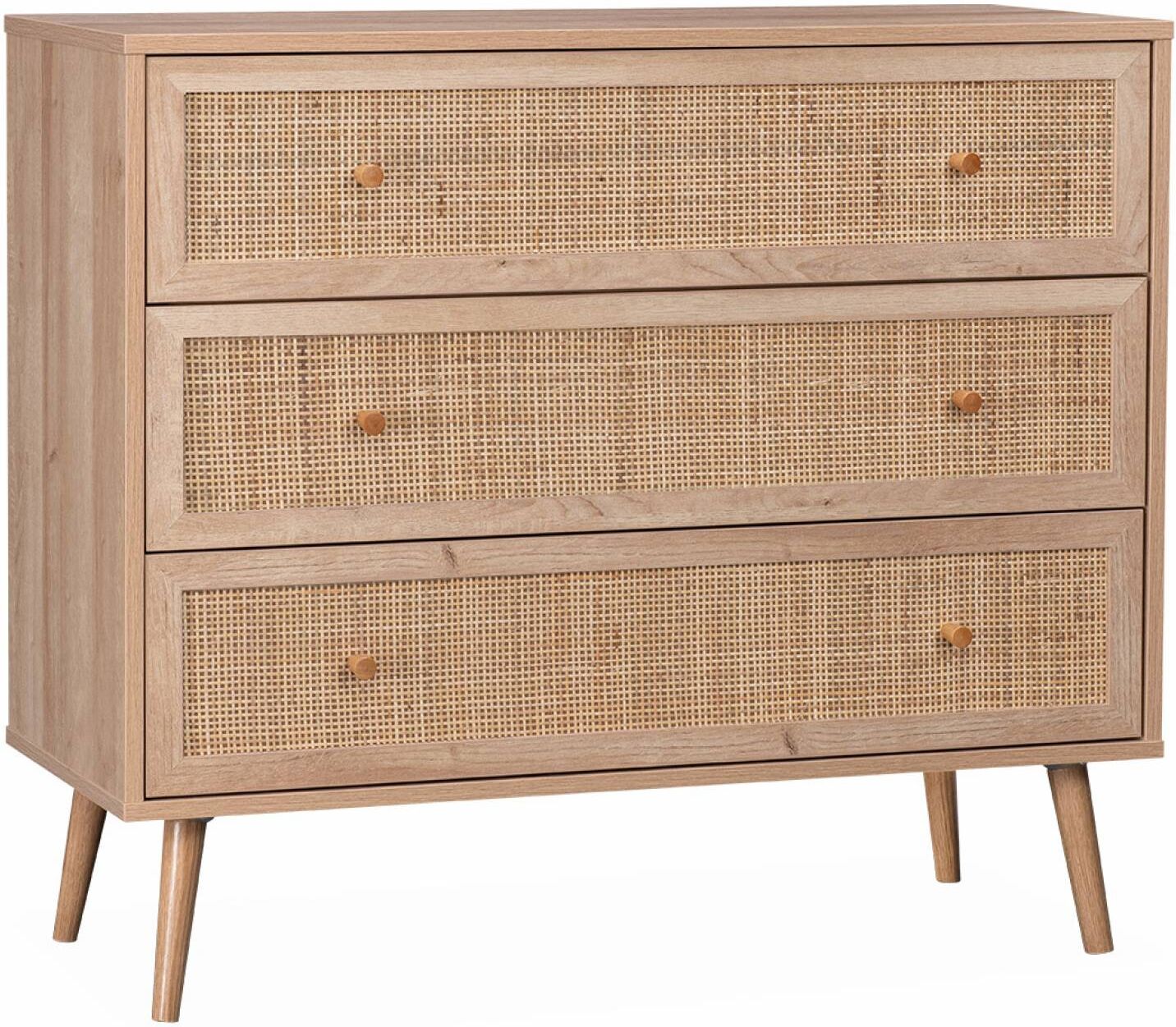 sweeek Commode en décor bois et cannage Beige 90x79x39cm