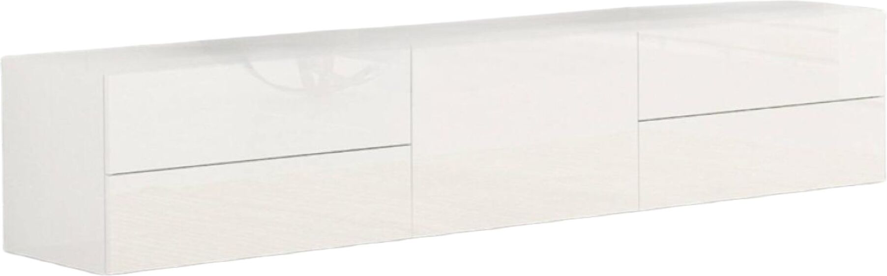 Dmora Meuble tv de salon effet bois blanc brillant Blanc 170x95x40cm