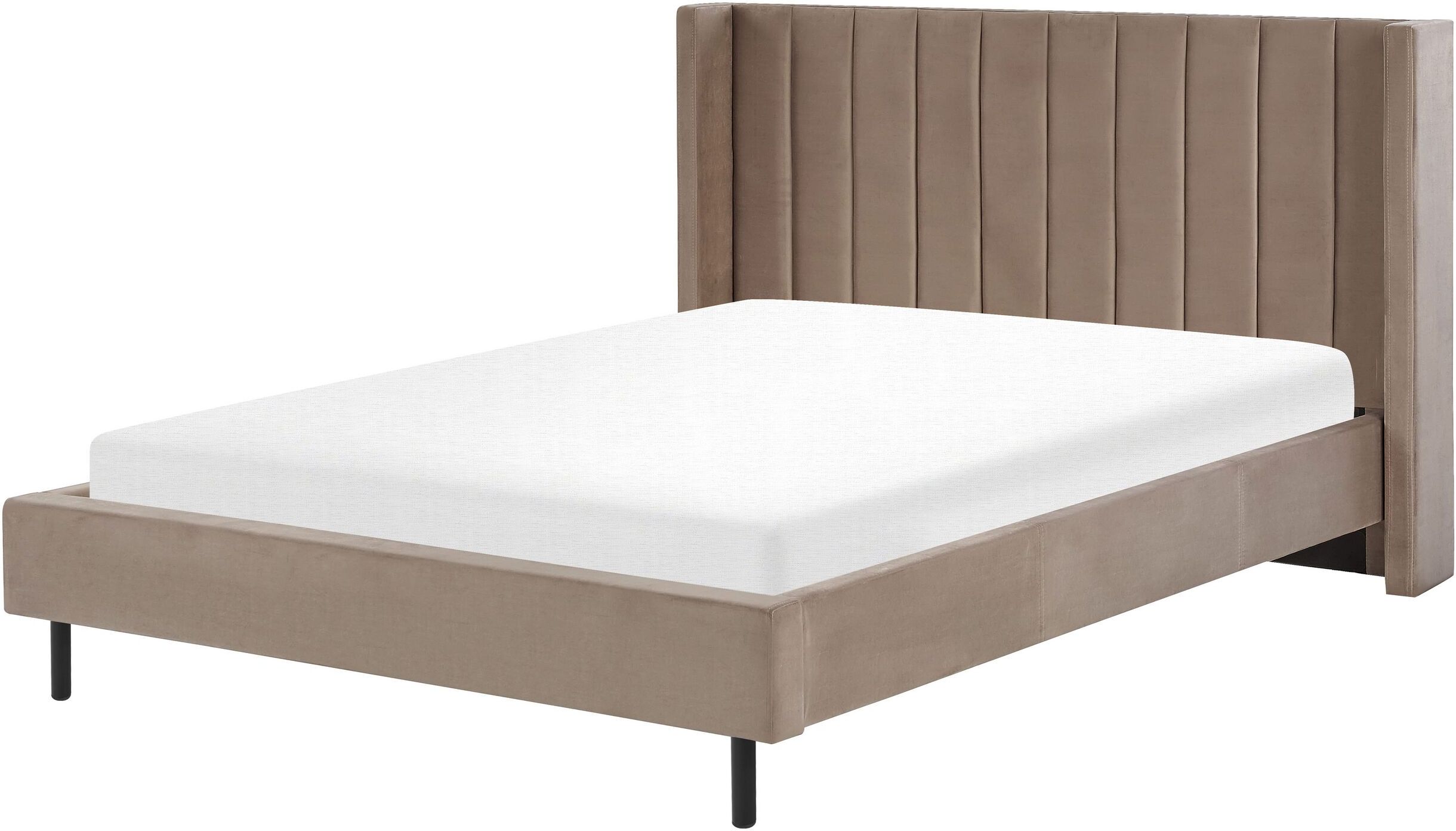 Beliani Lit double en tissu beige 160x200 Beige 222x115x185cm