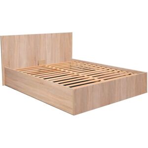 Lit coffre double MADRID 180 x 200 cmLe lit coffre MADRID est le lit idéal pour les petits espaces et les personnes en quête de plus de solutions de rangement pour la chambre. Son design sobre et intemporel lui permet de s'adapter à tous les types d'intérieur. L'avantage du lit MADRID est son grand coffre de rangement dissimulé sous le sommier : un rangement supplémentaire spacieux pour stocker toutes vos affaires.Caractéristiques : Structure en panneau de particules, décor chêne blanchi.Sommier 15 lattes multiplis.Section 52x8 mm.Poids maximum du matelas à utiliser : 30 kgLivré démonté avec sommier et tête de lit, sans matelas. A monter soi-mêmeDimensions:206x190x85 cm image