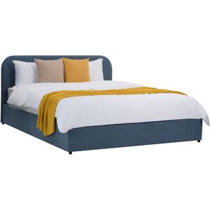 Rendez-Vous Deco Lit double avec coffre 160x200 cm en tissu bleu Bleu 217x93x171cm