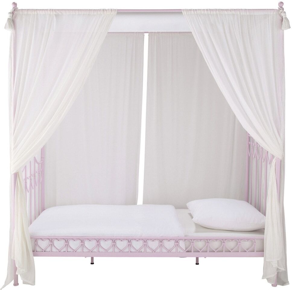 Maisons du Monde Lit à baldaquin 90x190 en métal rose Rose 96x210x199cm