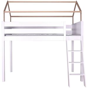 Wookids Lit cabane mezzanine 206x98cm H214cm Blanc 206x214x98cm