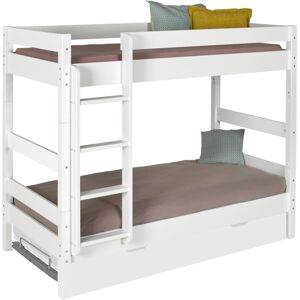 ID Kids Lit superposé avec sommier gigogne bois massif blanc 90x190 cm Blanc 202x165x105cm