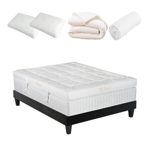 Bellecour Ensemble 180x200 Matelas + Sommier + Accessoires Blanc 200x63x180cm