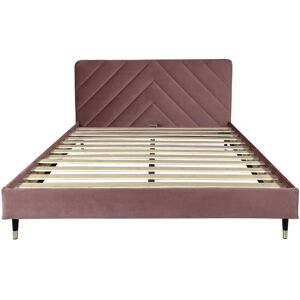 DIVA SALON Lit avec sommier 2 places en velours vieux rose 140x190 Rose 205x95x146cm