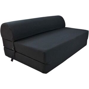 Jardindeco Chauffeuse double unie en coton noir Noir 115x48x75cm