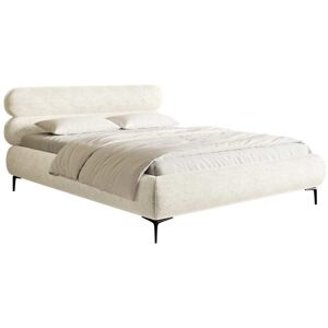 Selsey Lit double 180x200 en tissu chenille crème aux pieds noirs Beige 216x96x213cm - Publicité Selsey Lit double 180x200 en tissu chenille crème aux pieds noirs Beige 216x96x213cm - Publicité