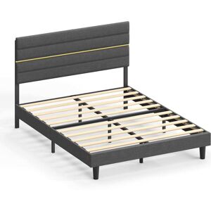 VASAGLE Lit double convient pour un matelas de 160 x 200 cm tête de lit gris Gris 200x117x160cm - Publicité VASAGLE Lit double convient pour un matelas de 160 x 200 cm tête de lit gris Gris 200x117x160cm - Publicité