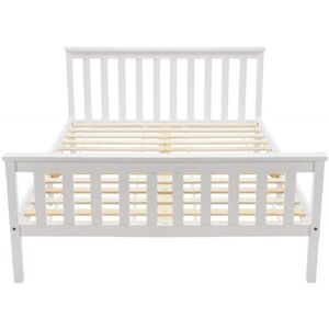 OKWISH Lit double en pin blanc avec sommier à lattes 140 x 200 cm Blanc 208x82x148cm - Publicité OKWISH Lit double en pin blanc avec sommier à lattes 140 x 200 cm Blanc 208x82x148cm - Publicité