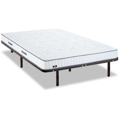 Olympe Ensemble matelas mousse h18 sommier métal blanc 180x200 Blanc 200x18x180cm - Publicité Olympe Ensemble matelas mousse h18 sommier métal blanc 180x200 Blanc 200x18x180cm - Publicité