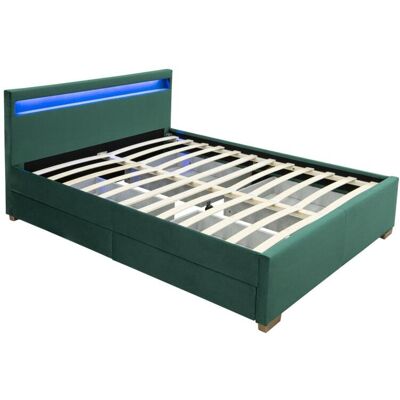 Concept Usine Lit en velours vert avec rangements et led intégrées 160x200 cm Vert 213x167x86cm - Publicité Concept Usine Lit en velours vert avec rangements et led intégrées 160x200 cm Vert 213x167x86cm - Publicité