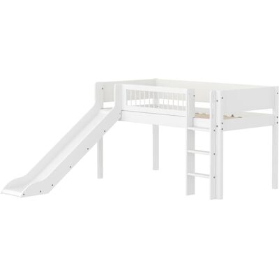 Flexa Lit mi-hauteur avec échelle et toboggan effet bois blanc 90x200cm Blanc 210x120x250cm - Publicité Flexa Lit mi-hauteur avec échelle et toboggan effet bois blanc 90x200cm Blanc 210x120x250cm - Publicité
