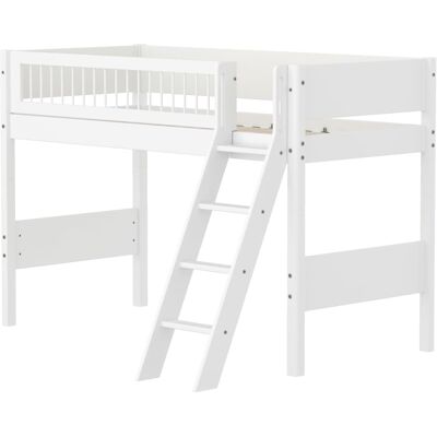 Flexa Lit surélevé avec échelle inclinée effet bois blanc 90x200cm Blanc 210x143x159cm - Publicité Flexa Lit surélevé avec échelle inclinée effet bois blanc 90x200cm Blanc 210x143x159cm - Publicité