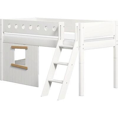 Flexa Lit mi-hauteur avec échelle et toboggan pin massif blanc 90x200cm Blanc 210x120x151cm - Publicité Flexa Lit mi-hauteur avec échelle et toboggan pin massif blanc 90x200cm Blanc 210x120x151cm - Publicité