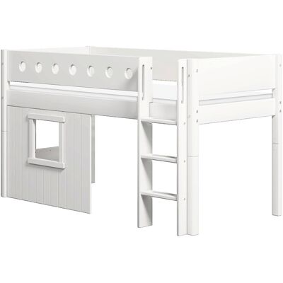 Flexa Lit mi-hauteur échelle et façades effet bois blanc 90x200cm Blanc 210x120x109cm - Publicité Flexa Lit mi-hauteur échelle et façades effet bois blanc 90x200cm Blanc 210x120x109cm - Publicité