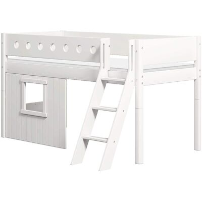 Flexa Lit mi-hauteur échelle et façades effet bois blanc 90x200cm Blanc 210x120x151cm - Publicité Flexa Lit mi-hauteur échelle et façades effet bois blanc 90x200cm Blanc 210x120x151cm - Publicité