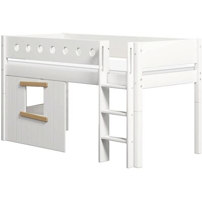 Flexa Lit mi-hauteur échelle et façades effet bois blanc 90x200cm Blanc 210x120x109cm - Publicité Flexa Lit mi-hauteur échelle et façades effet bois blanc 90x200cm Blanc 210x120x109cm - Publicité