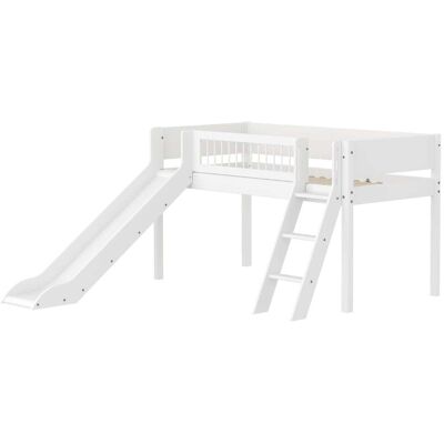 Flexa Lit mi-hauteur avec échelle et toboggan effet bois blanc 90x200cm Blanc 210x120x250cm - Publicité Flexa Lit mi-hauteur avec échelle et toboggan effet bois blanc 90x200cm Blanc 210x120x250cm - Publicité
