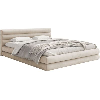 Selsey Lit coffre 160x200 cm - en velours déperlant gris beige Beige 218x90x180cm - Publicité Selsey Lit coffre 160x200 cm - en velours déperlant gris beige Beige 218x90x180cm - Publicité