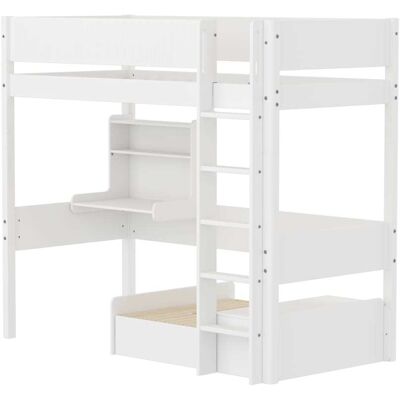 Flexa Lit mezzanine avec module Casa effet bois blanc 90x200cm Blanc 210x184x109cm - Publicité Flexa Lit mezzanine avec module Casa effet bois blanc 90x200cm Blanc 210x184x109cm - Publicité