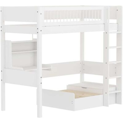 Flexa Lit mezzanine avec module Casa effet bois blanc 90x200cm Blanc 210x184x109cm - Publicité Flexa Lit mezzanine avec module Casa effet bois blanc 90x200cm Blanc 210x184x109cm - Publicité