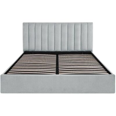 Menzzo Lit coffre + sommier velours argent 180cm Argenté 189x112x217cm - Publicité Menzzo Lit coffre + sommier velours argent 180cm Argenté 189x112x217cm - Publicité