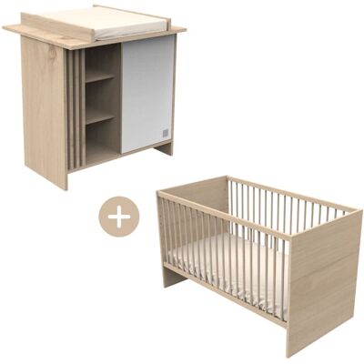 Sauthon Chambre bébé, lit évolutif et commode à langer avec claustra Blanc 144x87x76cm - Publicité Sauthon Chambre bébé, lit évolutif et commode à langer avec claustra Blanc 144x87x76cm - Publicité