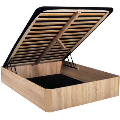 Weber industries Lit coffre effet bois clair 180x200 cm Beige 201x35x180cm - Publicité Weber industries Lit coffre effet bois clair 180x200 cm Beige 201x35x180cm - Publicité